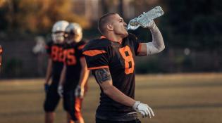Football Player Hydrating
