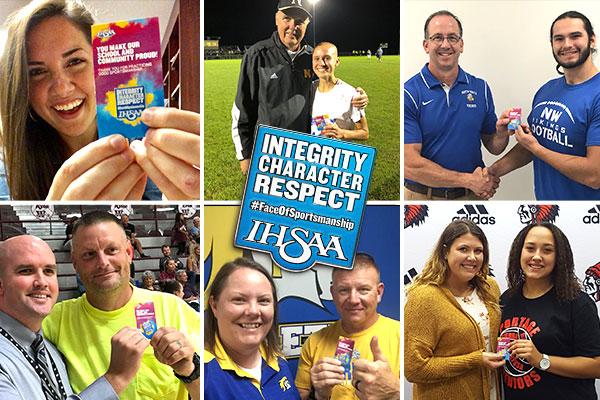 Collage of recipients of IHSAA Sportsmanship pins.