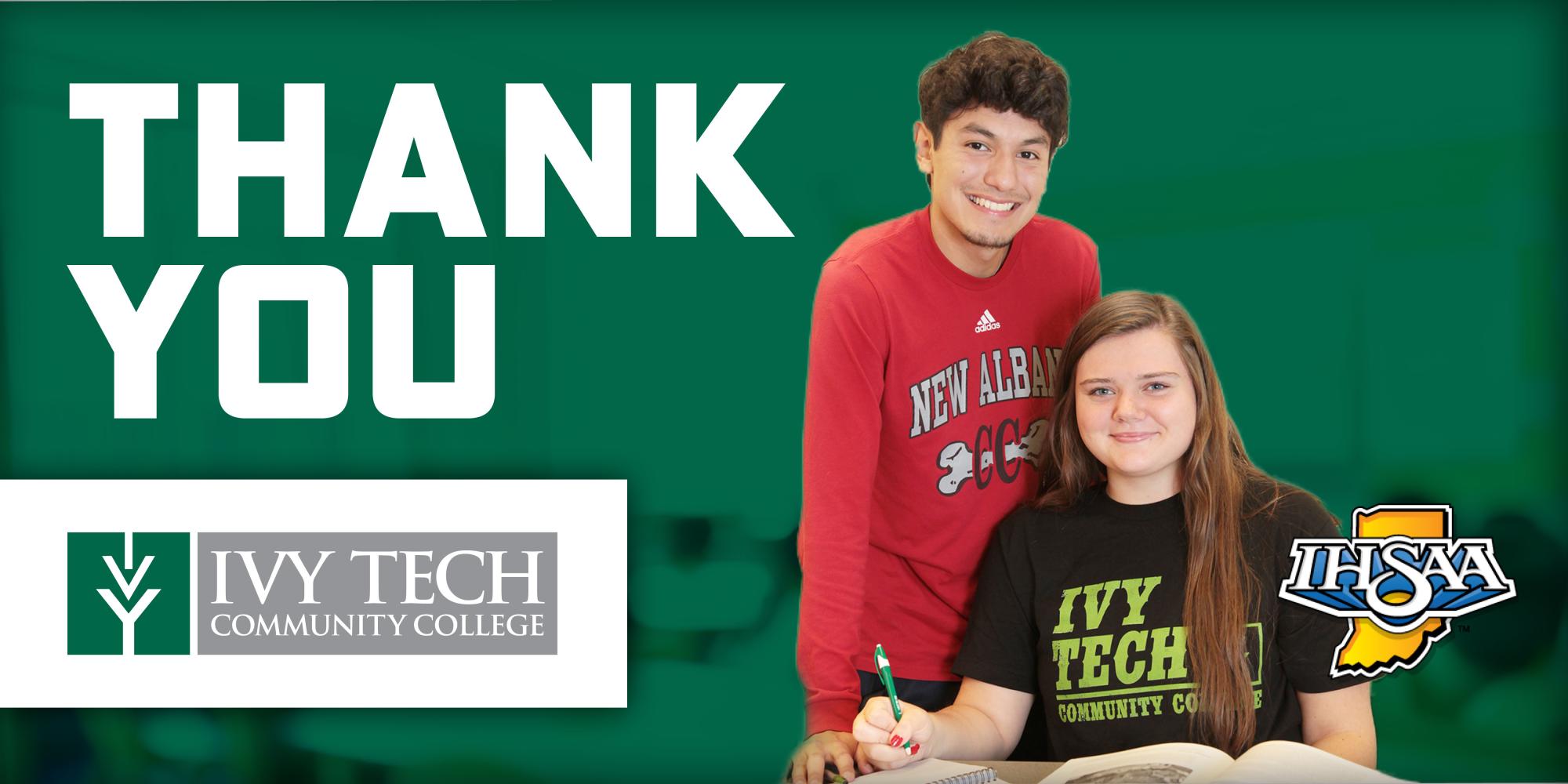 Header image of students with Ivy Tech Community College logo and text: Thank you.