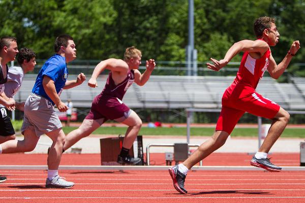 Unified student-athletes race toward the finish line in the first ever Unified Track and Field Championships.