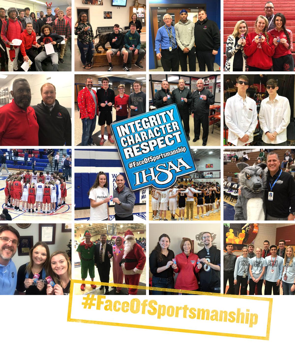 A collage of IHSAA sportsmanship pin recipients.