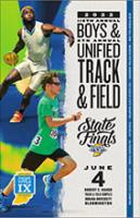2021-22 Boys and Unified Track and Field Program featuring one boy running and another boy spinning to throw a discus.