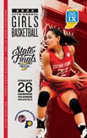 2021-22 Girls Basketball Finals Program featuring a girl holding a basketball