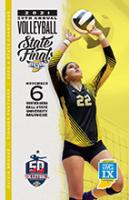 2021-22 Girls Volleyball Finals Program featuring a girl setting the ball into the air