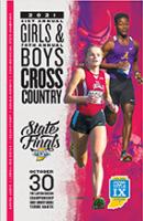 2021-22 Girls and Boys Track and Field Finals Program featuring a boy and a girl running